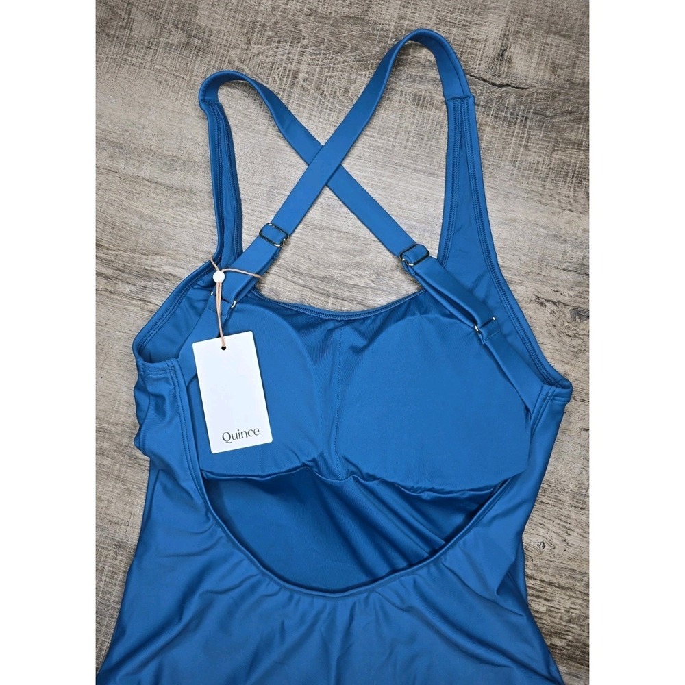 NWT Quince Lagoon Teal Blue Italian Cross-Back One-Piece Swimsuit Size Large - Picture 10 of 13